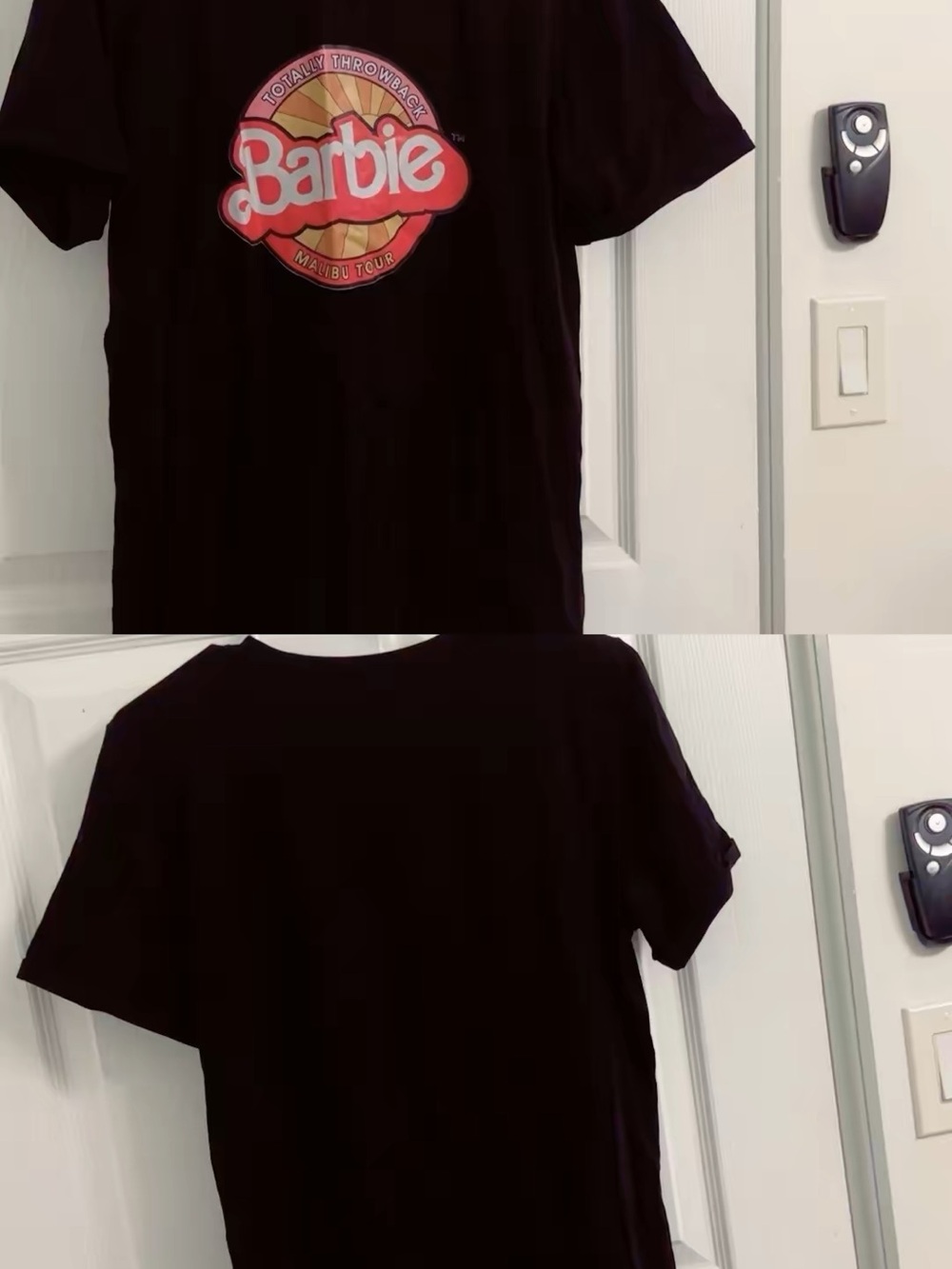 Barbie Black Tee with Pink and Orange Retro Logobc